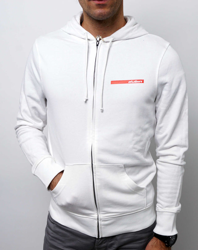 FELPA ZIP CAPPUCCIO - WHITE